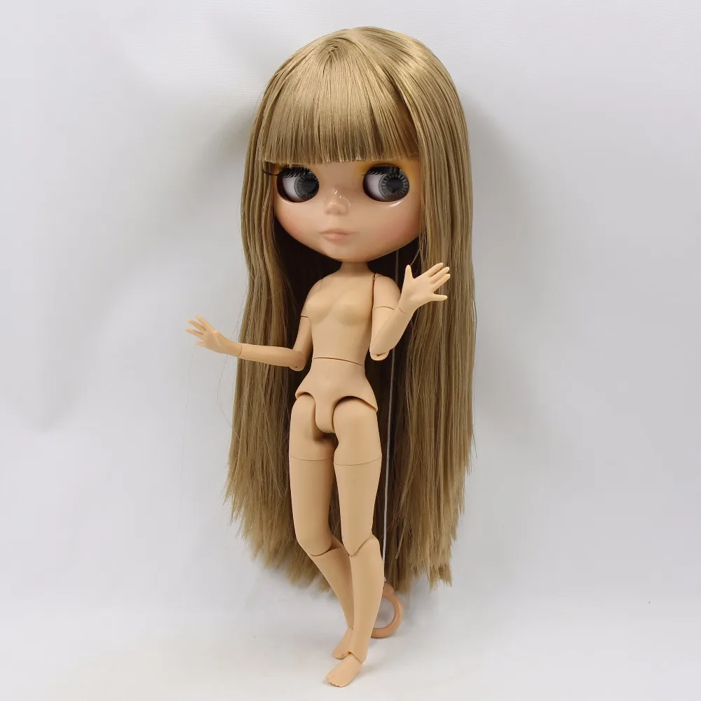 Ледяная кукла DBS Blyth тело из кожи загара прямые каштановые волосы блестящее лицо 30