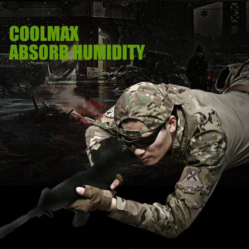 CQB Тактические Охота Рубашка в стиле милитари камуфляж лоскутное Coolmax