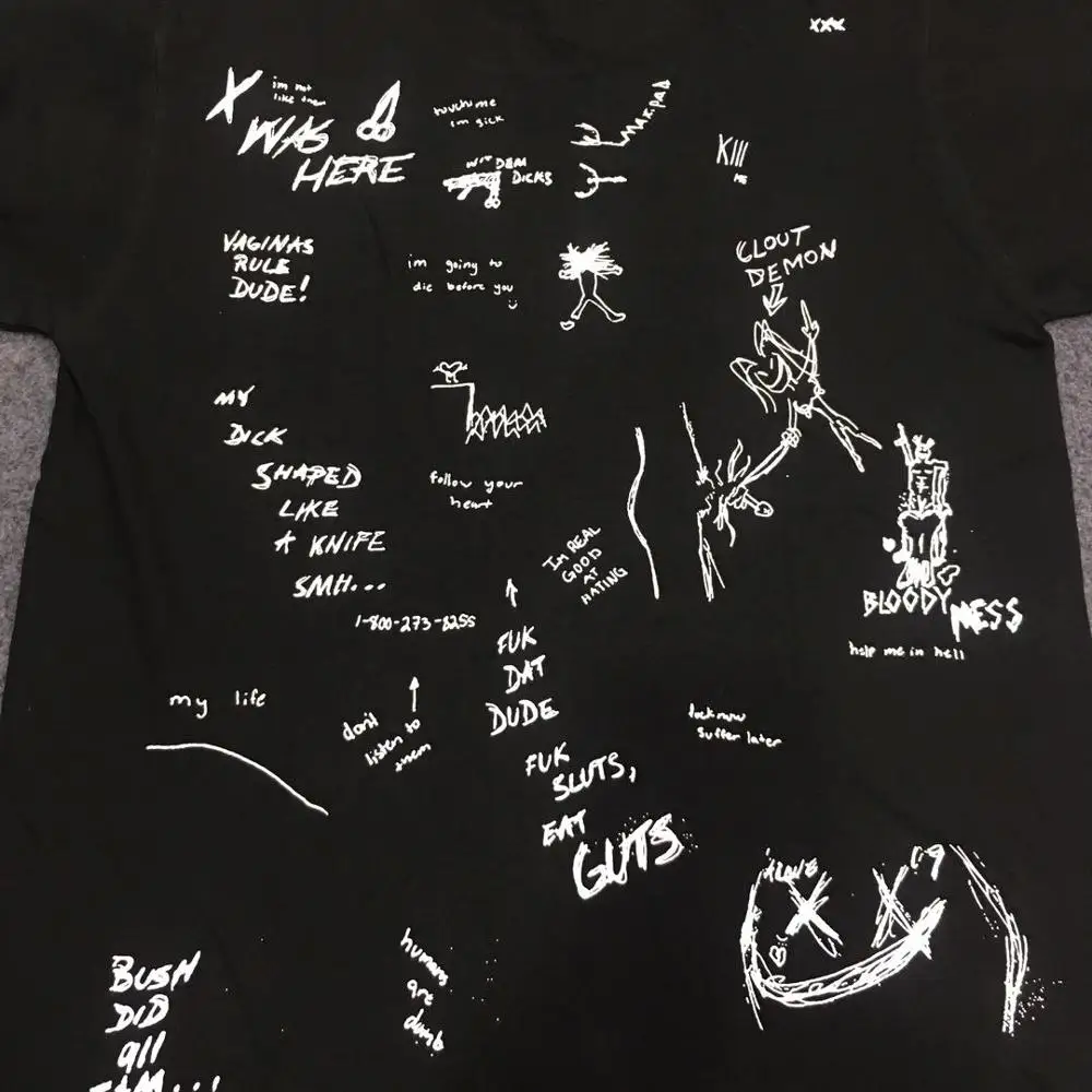 19SS Новейшая летняя футболка с принтом месть xxxtentacion надписью Don't Kill scrawl в стиле