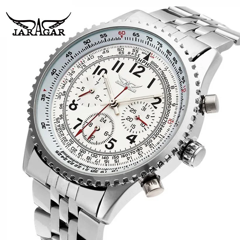 Модные Роскошные брендовые Jaragar часы из нержавеющей стали автоматические