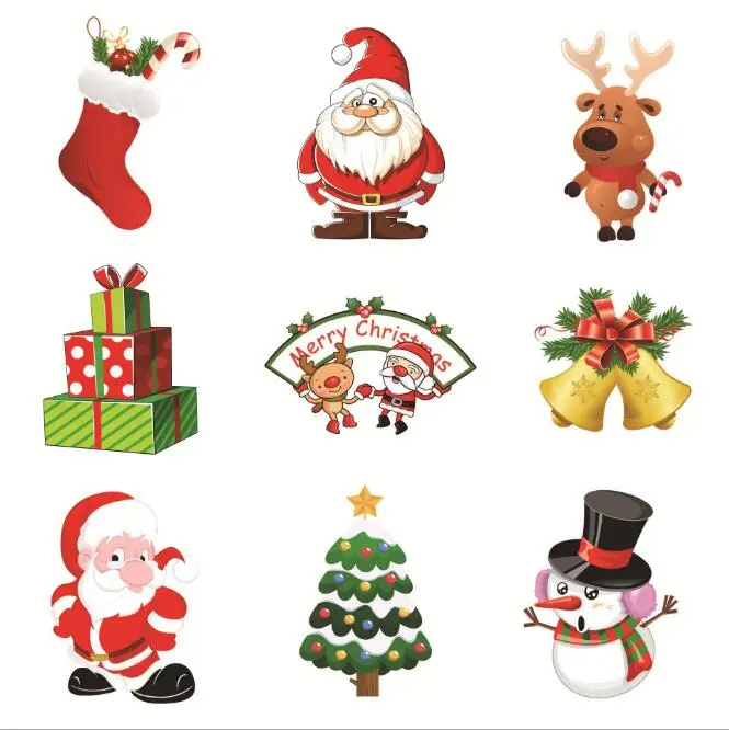 Рождественские наклейки на окна Санта Клауса/снеговика/лося стеклянная наклейка