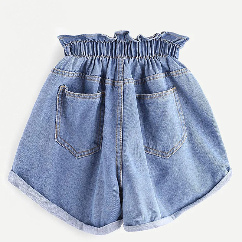 Новинка летние пляжные хлопковые джинсовые шорты модные эластичные с эластичной резинкой на талии светло