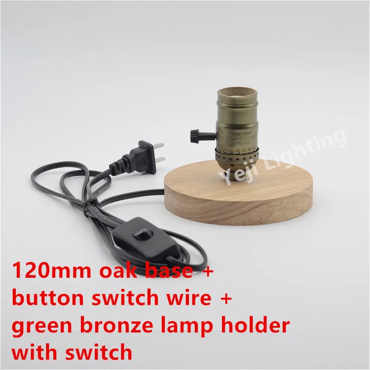green bronze switch Edison Ретро дубовая деревянная бронзовая лампа держатель потолочная Роза для настольной лампы декоративная лампа светодиодный ламповый светильник ing аксессуары - Цвет: green bronze switch