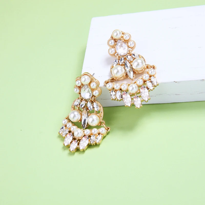 Серьги женские с искусственным жемчугом и кристаллами | Украшения аксессуары