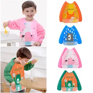 Детский мультяшный Водонепроницаемый Фартук с длинным рукавом, фартук с защитой от пятен, детский нагрудник для рисования, детский нагрудник, одежда для заусенцев