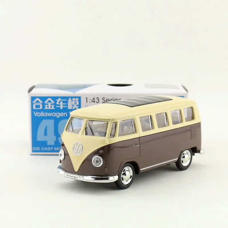 Серый 1 шт. 1:43 серии 4,5 ''11,2 см Volkswagen T1 автобус автомобиль вытяните назад сплава Модель автомобиля коллекция крутой мальчик игрушка подарок - Цвет: Серый