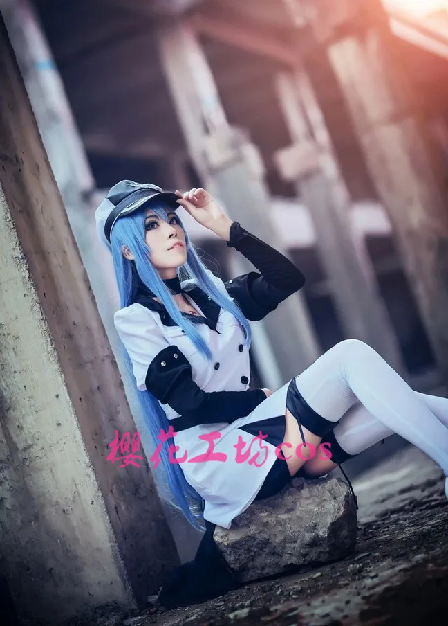 Akame ga KILL! Анимэ membunuh! Костюм для косплея Esdeath из платья + шапки шарфа 11 |