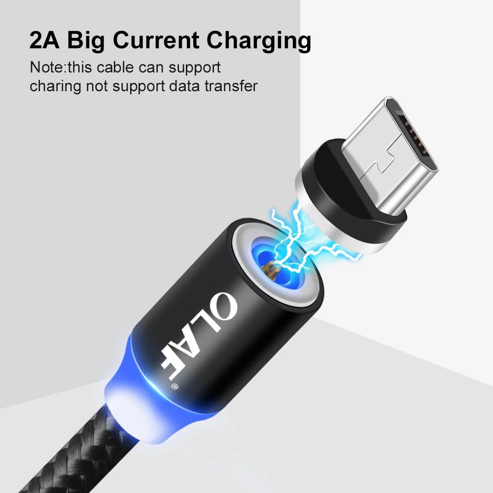Магнитное зарядное устройство OLAF 1 м светодиодный кабель Micro USB для iPhone X XR XS Max