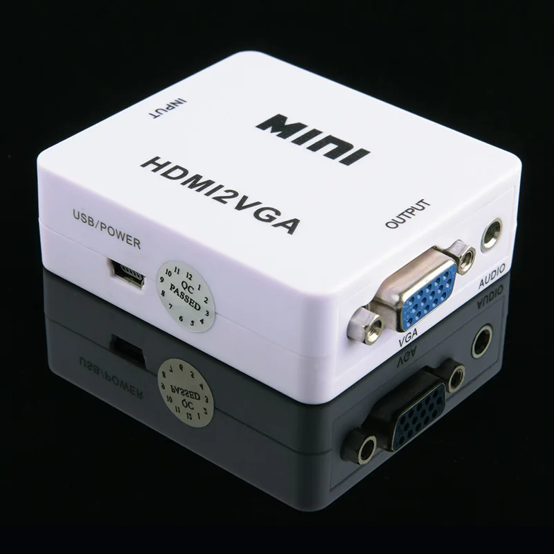 Мини HDMI вход на VGA выход видео преобразователь адаптер с аудио мощностью HDMI2VGA Box