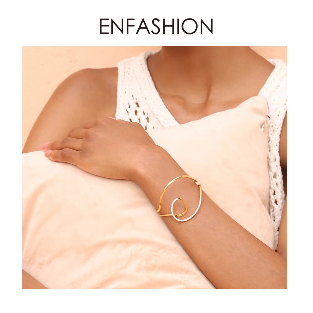 ENFASHION, волнистый, изогнутый, широкий браслет, бохо, открытые манжеты, браслеты для женщин, массивные браслеты, ювелирные изделия, модные аксессуары,, BF192010