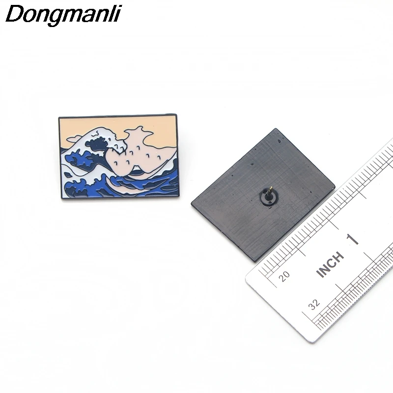 P3389 Dongmanli большая волна Kanagawa эмалированные булавки и броши для женщин и мужчин нагрудные булавки рюкзак сумки шляпа значок подарки