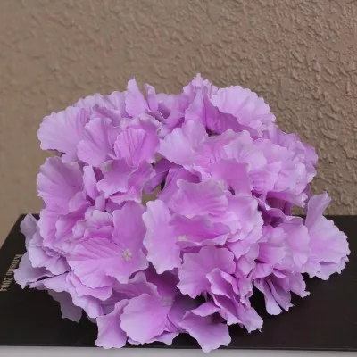 purple 20 шт./лот, шелковая Гортензия, цветок, голова большого размера, свадебные цветы, украшение стены, букет невесты, аксессуары, 54 шт., состав лепестков - Цвет: purple