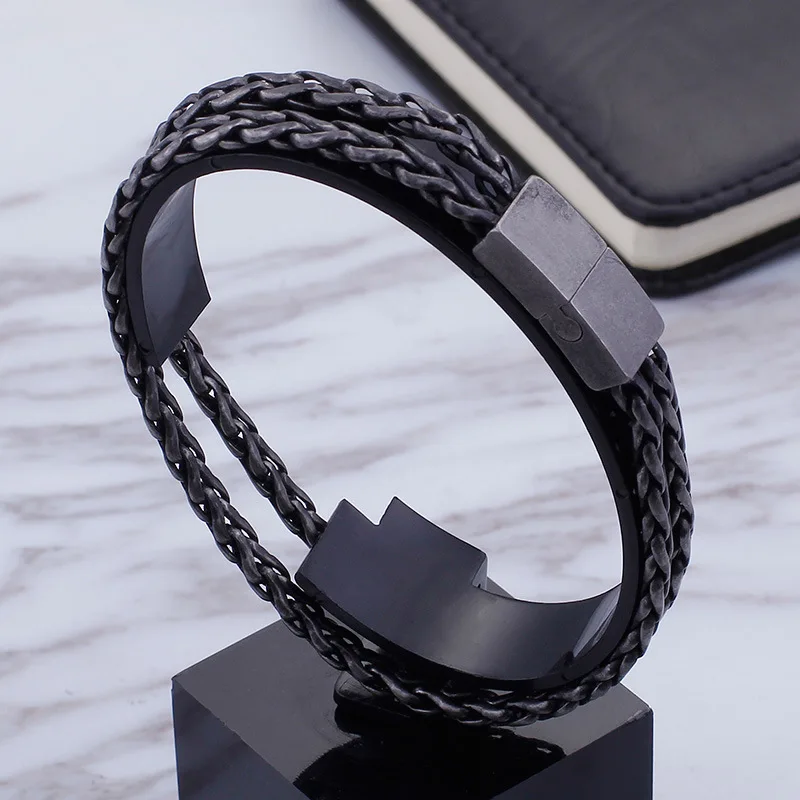 

New simple stainless steel chain bracelet titanium steel geometric men's bracelet
