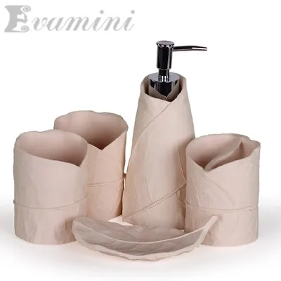 Bathroom Accessories Set 5pcs Sea Shell Style Sets Cartoon Resin Toothbrush Cup Soap Dish | Дом и сад