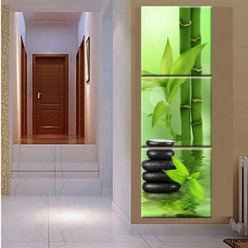 Goodecoration 3 панели настенная живопись спа камень бамбук Zen картина украшение для