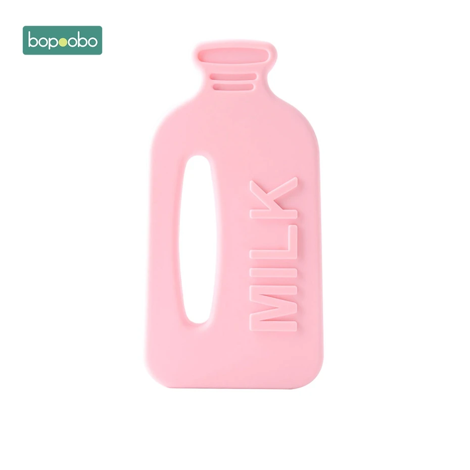 Pink Milk Bottle Bopobo силиконовый Прорезыватель для зубов, 1 шт., без бисфенола, бутылочка для молока, подарок на год, Прорезыватель для зубов из пищевого силикона, очаровательный Прорезыватель для зубов - Цвет: Pink Milk Bottle
