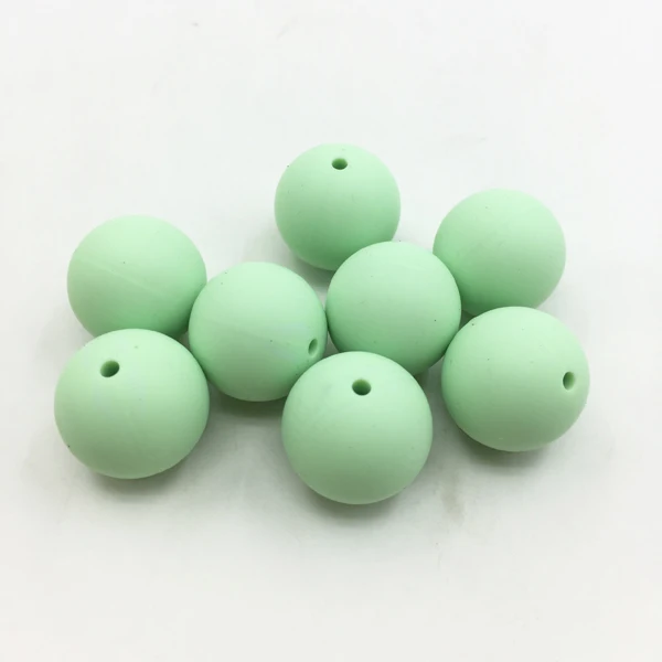 mint green 100 шт./лот, Детские бусины для прорезывания зубов, силиконовые бусины для ожерелья, BPA бесплатные зубные игрушки, аксессуары, шарики для ювелирных изделий - Цвет: mint green
