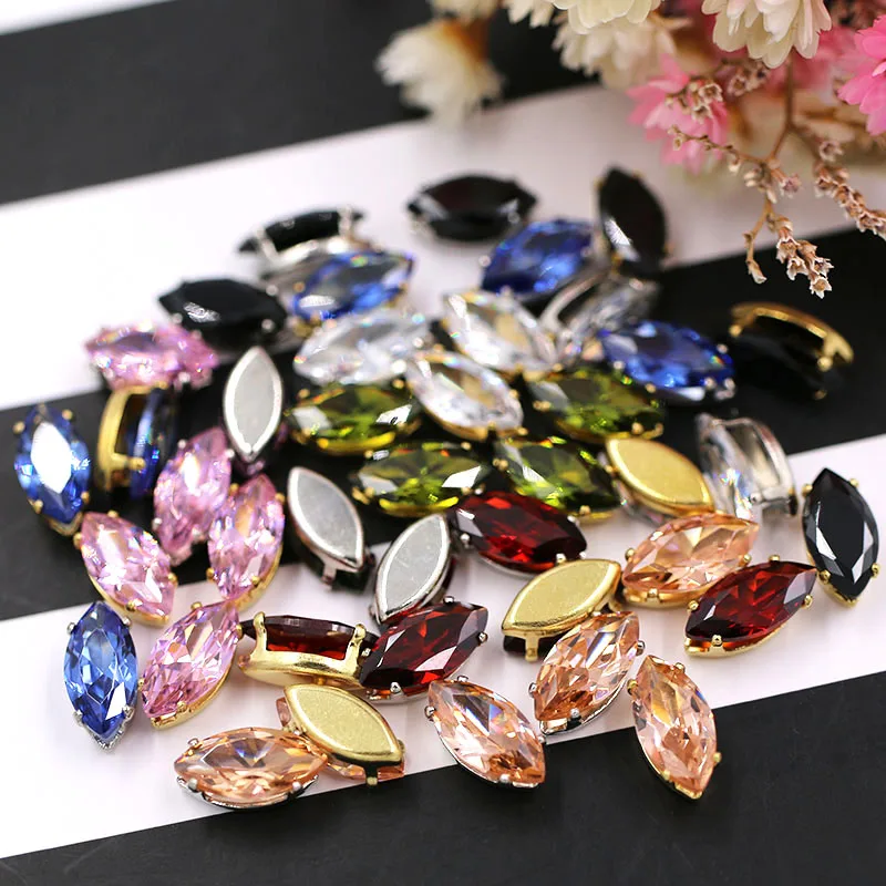 

5x10mm Leaf shape flatback glass rhinestones crystal strass Zircon artificial gemstone DIY earring jewelry Accessories