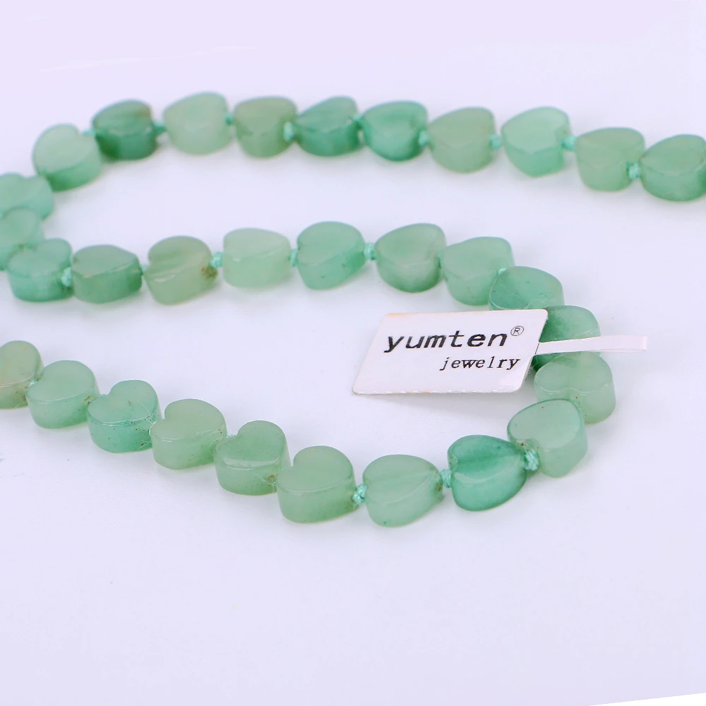 Yumten Aventurine Jade Necklace Power Chakra Healing Stones Heart Love Crystal Womens Jewelry Zelda Skyrim Kpop Wholesale 5 PCS | Украшения