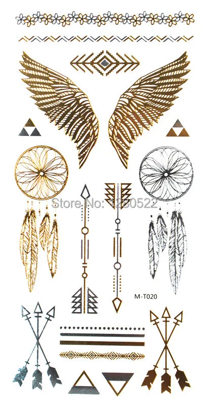 2 шт./лот золотые серебряные стрелы крыло Временная металлическая вспышка