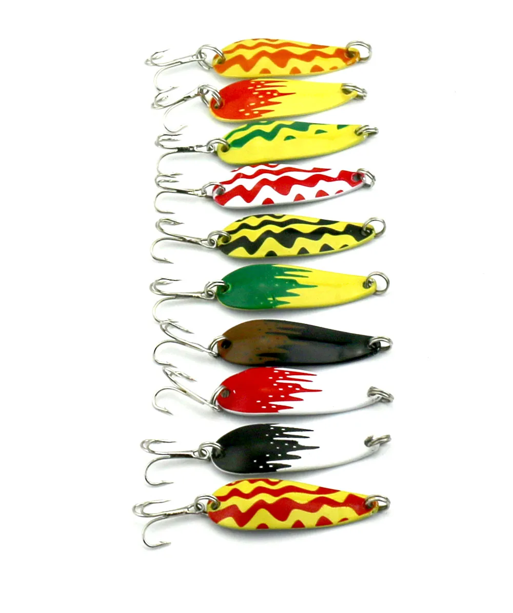 

Big Sale 10pcs Metal Spoon Fishing Lures Hard Spinner Bait Noise Artificial Paillette Fishing Lure With 8# Hook 4.3cm 6g