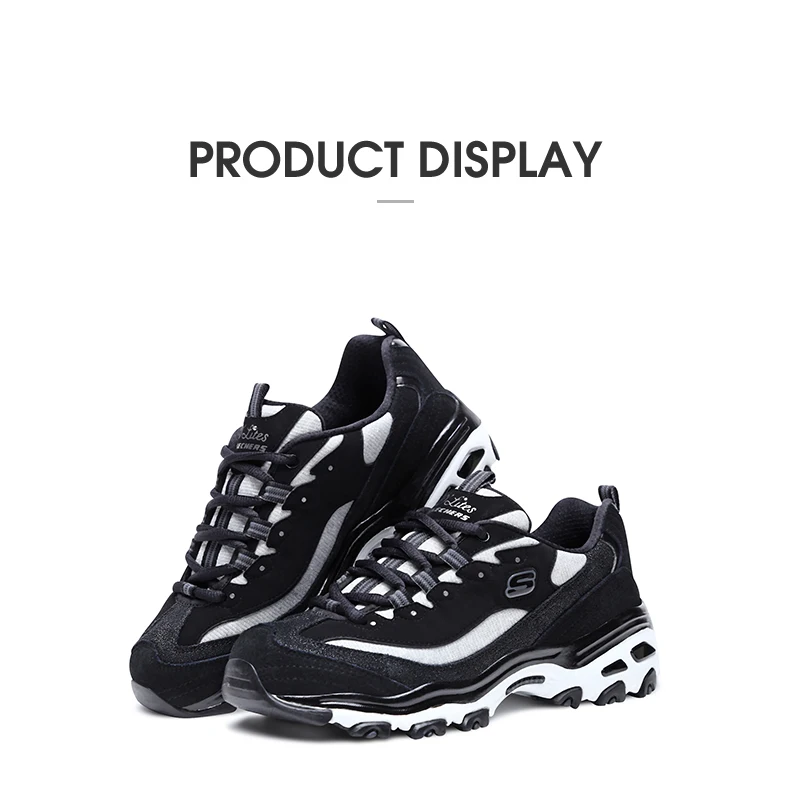 Skechers/Женская обувь D'lites; нескользящая подошва; дышащая обувь на шнуровке; Женская Удобная обувь для бега; 11929-BKW