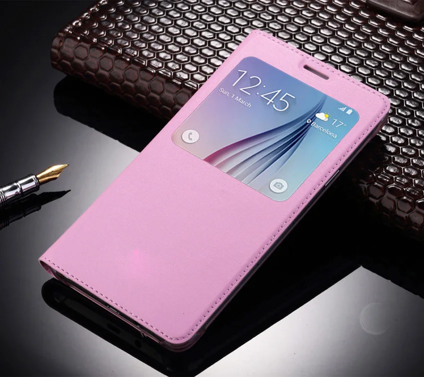 Для Samsung Galaxy A5 A3 A7 роскошный чехол с окошком для экрана кожаный флип-чехол для Galaxy A3 A5 A7 чехол Coque - Цвет: Pink
