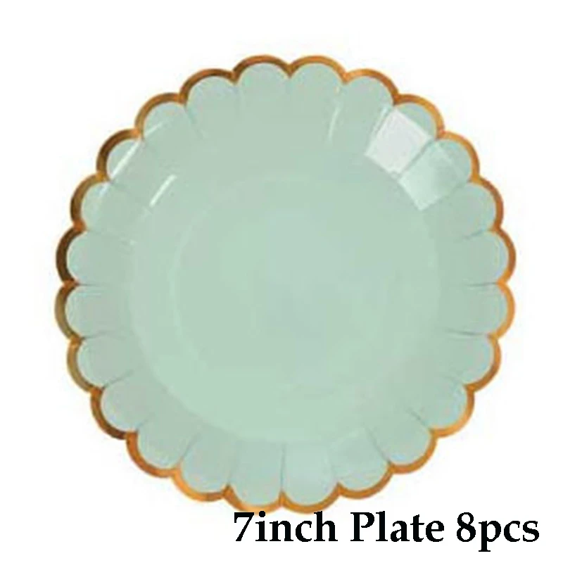 7 inch Plate 8pcs 8 шт. бумажные тарелки конфетного цвета для вечеринки, дня рождения, пастельные тарелки из фольги с золотой фольгой, вечерние тарелки для украшения свадебной посуды - Цвет: 7 inch Plate 8pcs