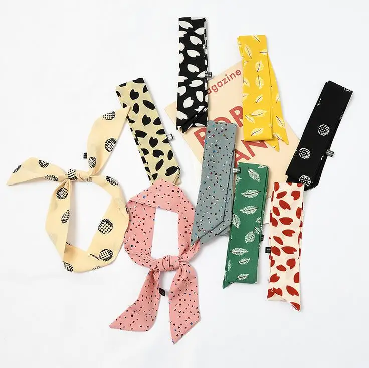 

Yishine 2019 Новый узкий шарф с леопардовым рисунком в горошек для женщин шелковая маленькая сумка с ручками ленты Женская повязка на голову мале...