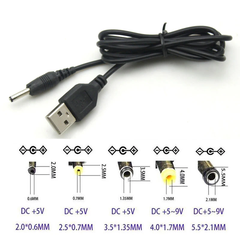 USB штекер 2,0-5,5 мм разъем DC 5 В Зарядное устройство Кабель питания адаптер Шнур питания Кабель Разъем Черный