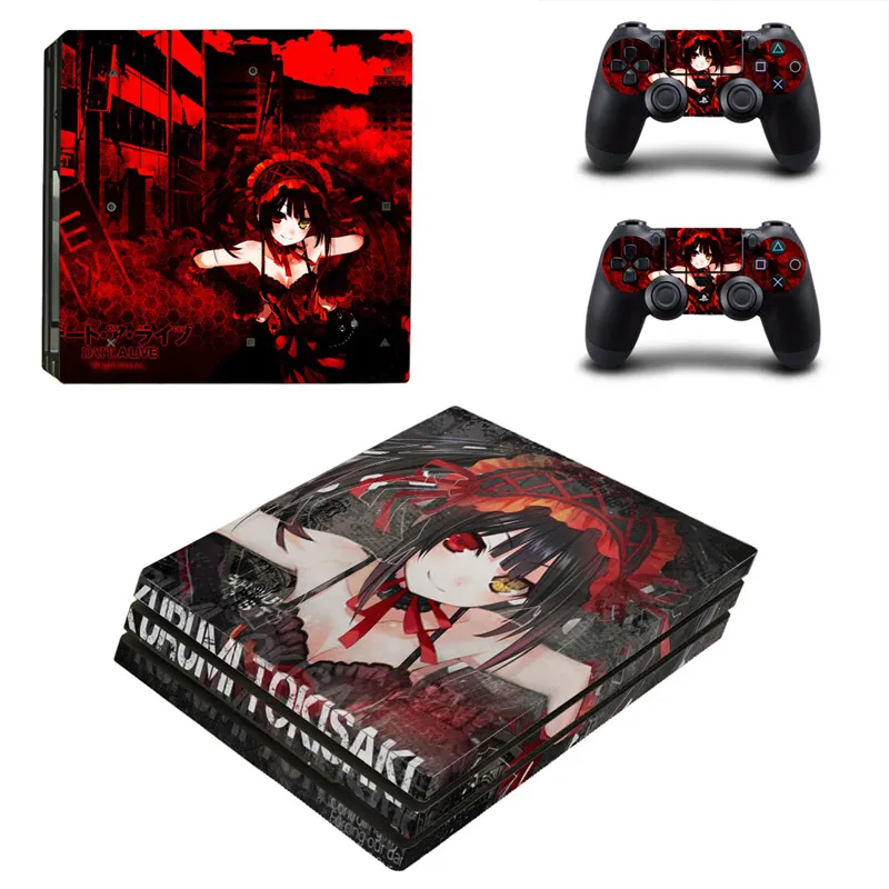 Прекрасный Сексуальная девушка kurumi Tokisaki PS4 про кожу Стикеры для sony Playstation 4 продвижение консоли и 2 шт контроллер с пленкой Стикеры s