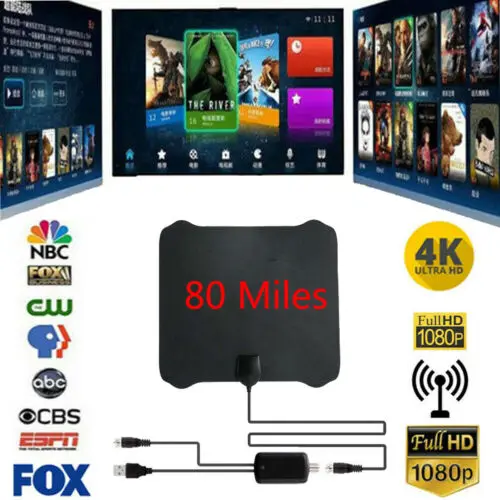 Антенна ТВ цифровая HD Skywire 4K 80 Mile Range антенна внутренняя 1080P|Телевизионные антенны|