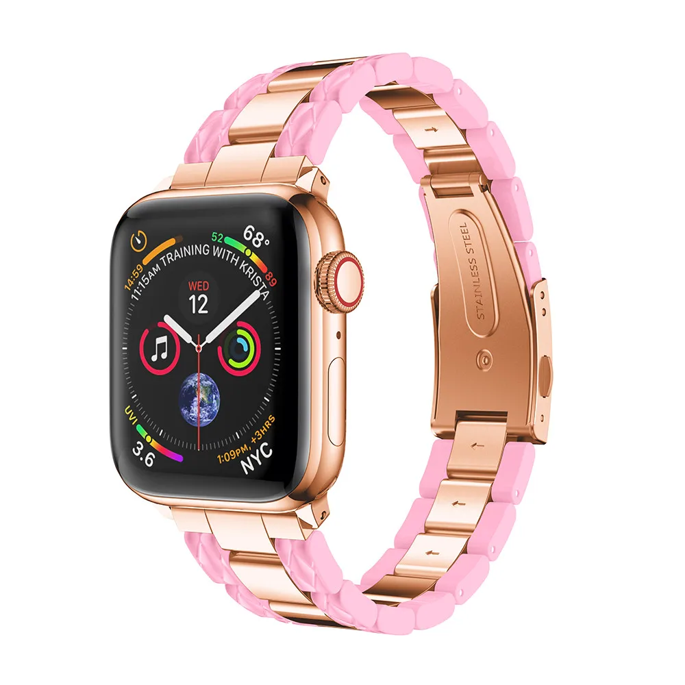 Браслет из целлюлозы и ацетата для Apple Watch 38 мм с металлическими элементами умный 1