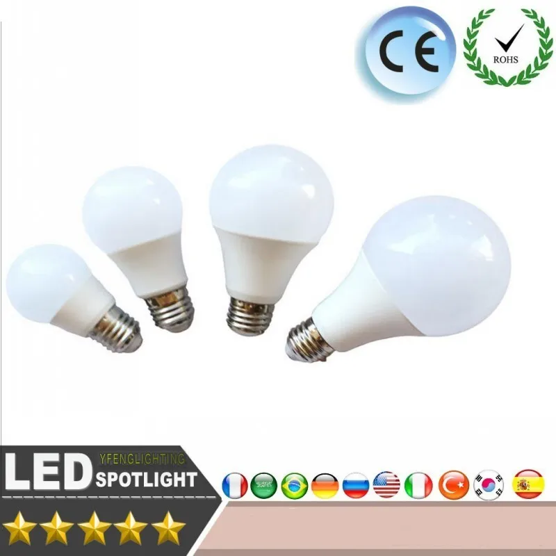 Светодиодная лампа E27 светодиодная B22 3 Вт 5 7 9 12 15 110 В 220 в настоящий ватт SMD2835