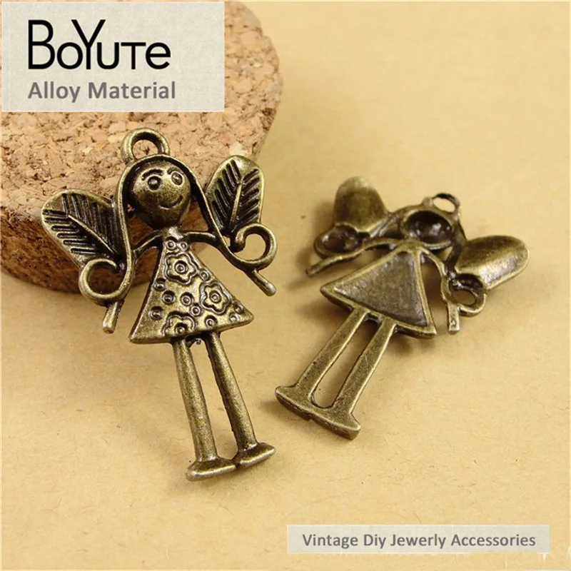 BoYuTe (40 Pieces/Lot) 25*38MM Fashion Antique Bronze Plated Metal Alloy Angel Charm Pendant for Jewelry Making Diy Handmade | Украшения и
