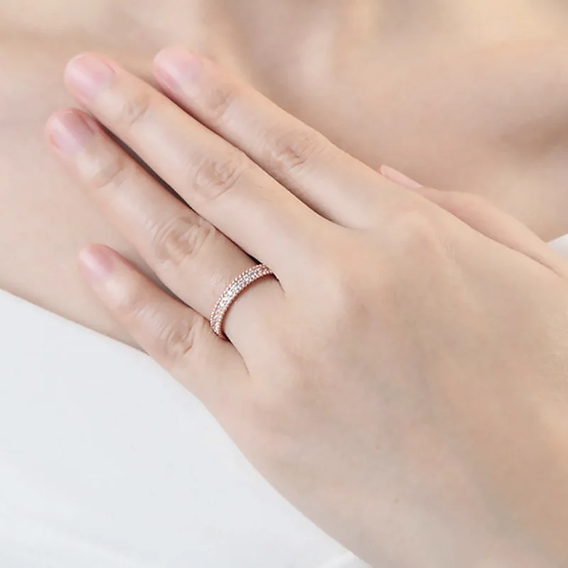 Обручальное кольцо для женщин AAA + кубический цирконий розовое золото цвет модные