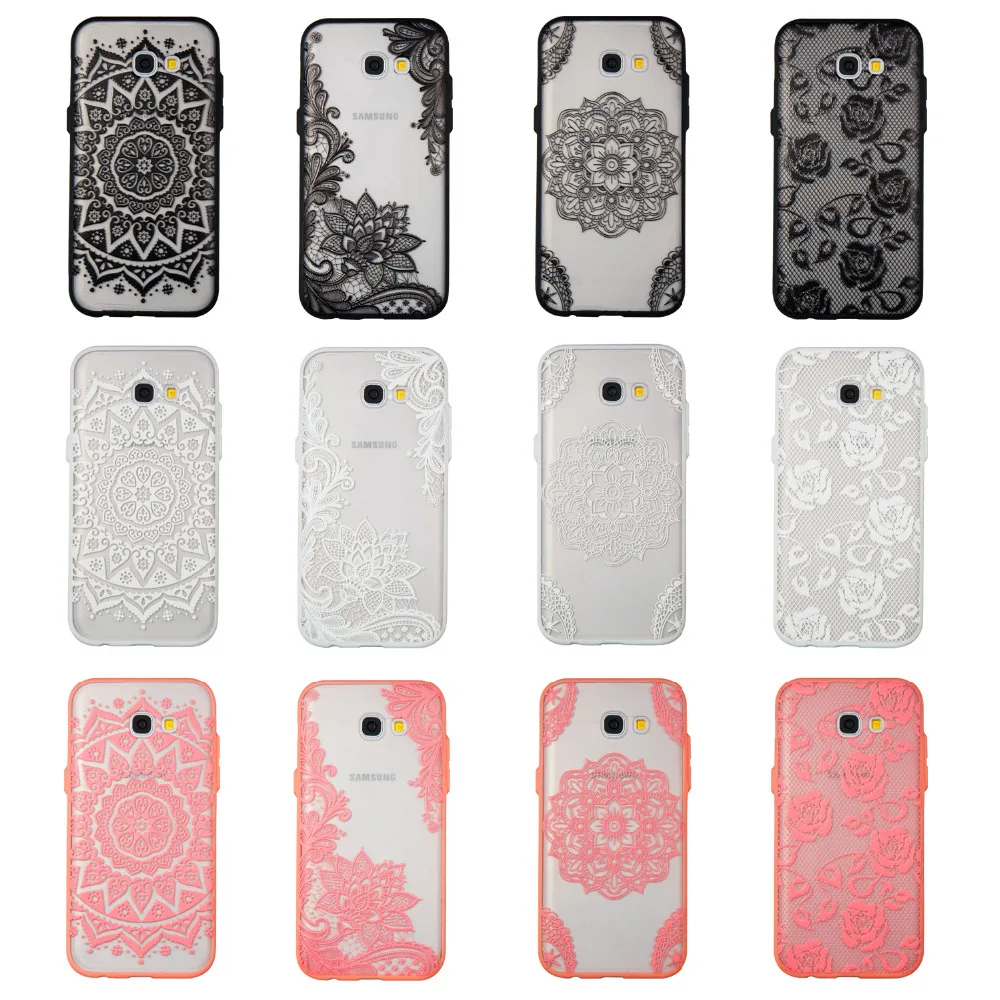 Sexy 3D Lace Flower Floral Phone Case For Samsung Galaxy A3 A5 A7 2017 A320 A520 A520F A720 Cases Hard PC+TPU Back Cover |