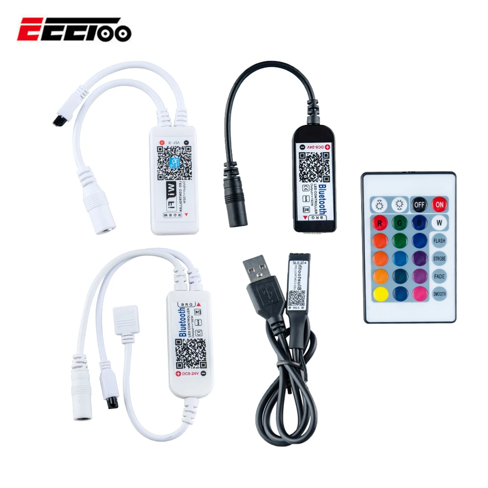 2835 3528 5050 RGB/RGBW Светодиодные ленты Беспроводной Wi-Fi, включающим в себя гарнитуру блютус и флеш-накопитель USB Управление; Светодиодный 24-кнопочный ИК-пульт дистанционного управления Управление; Android IOS App Управление