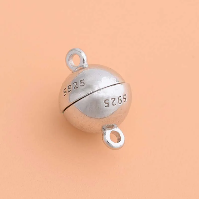 Platinum Plated Настоящее чистое твердое 925 пробы серебро магнитные застежки для изготовления украшений круглый шар Золотая Пряжка из ожерелья с застежкой и браслета фурнитура - Цвет: Platinum Plated