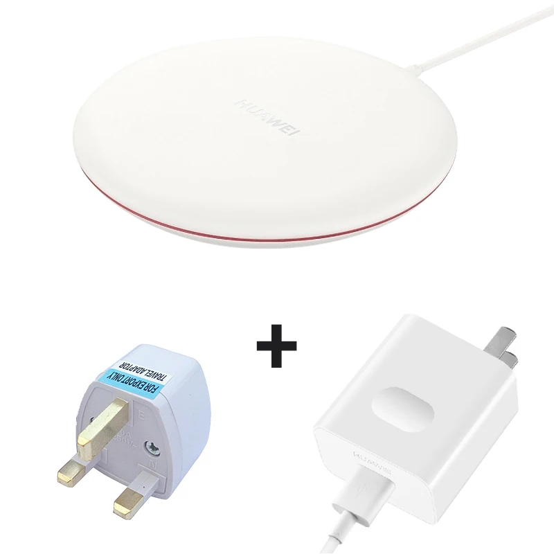 WHT add UK Adapter Оригинальное Беспроводное зарядное устройство huawei 15 Вт Max для mate 20 P30 Pro(15 Вт) Qi совместимый мобильный телефон(5-10 Вт) несколько безопасной защиты - Тип штекера: WHT add UK Adapter