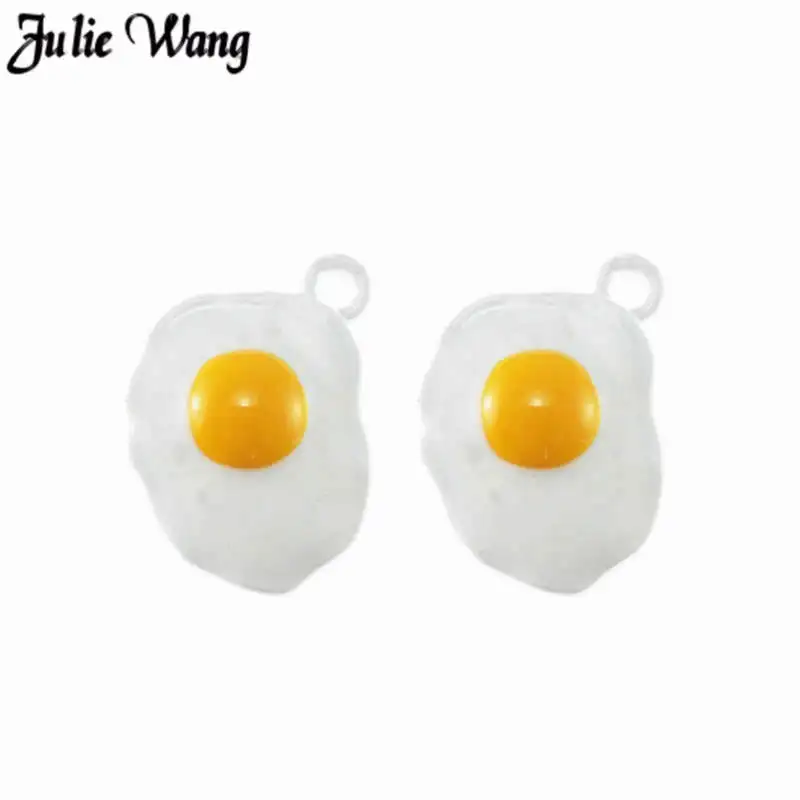 Julie Wang 6-12 шт. белый жареный яйцо амулеты Эмалевый Браслет Подвески Ювелирные изделия самодельный брелок серьги делая аксессуар женский подарок