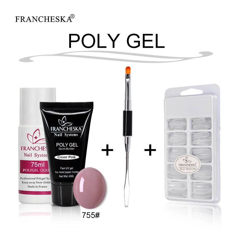 Francheska поли гель лак набор Polygel Набор для нейл арта Poligel CamouflagColor пряди с креплением
