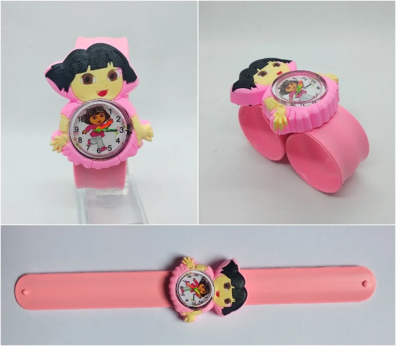 Dora- pink Женские часы в стиле принцессы русалки с героями мультфильмов, детские часы, браслет с цифровым циферблатом, детские Студенческие часы для девочек, резиновые кварцевые часы - Цвет: Dora- pink