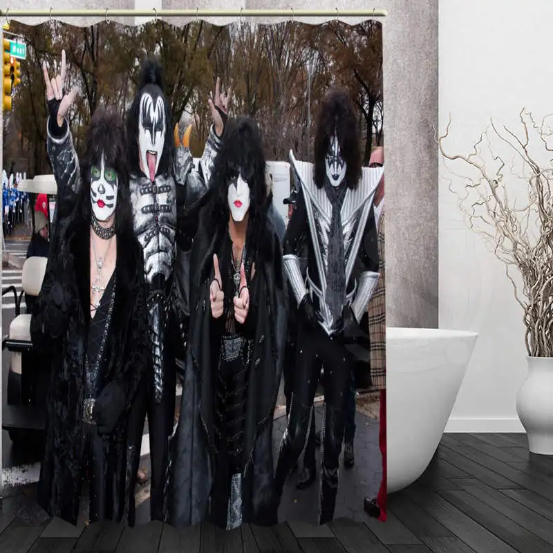 Лучший Хороший пользовательский KISS Band занавеска для душа, занавеска для ванной, водонепроницаемая ткань для ванной комнаты, больше размеров, WJY#12