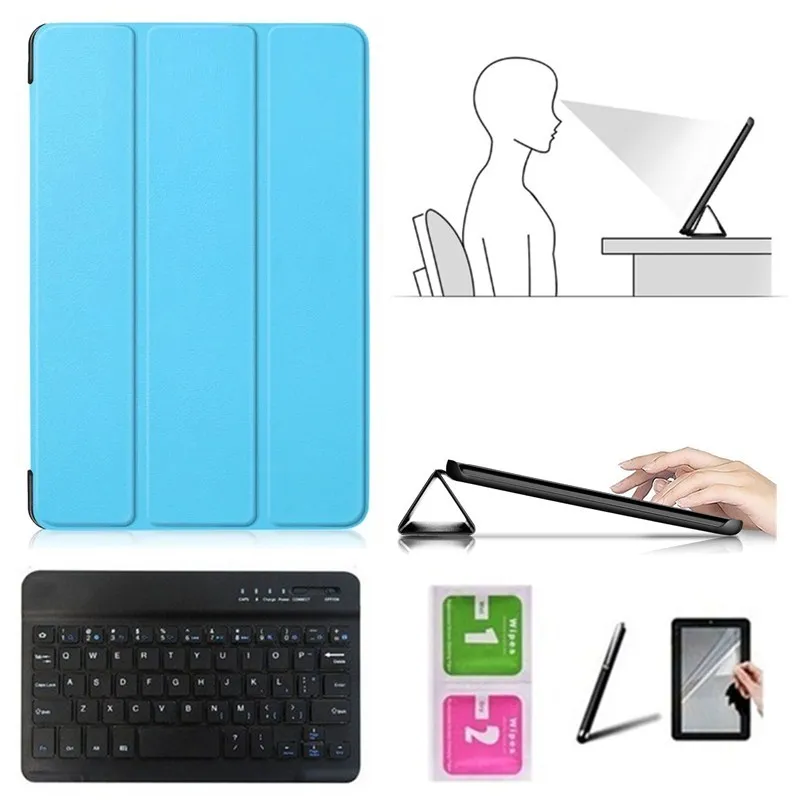 Набор аксессуаров для huawei MediaPad M5 10,8 дюймов CMR-AL09/CMR-W09-умный чехол+ bluetooth-клавиатура+ Защитная пленка+ стилус - Цвет: BK7-LB