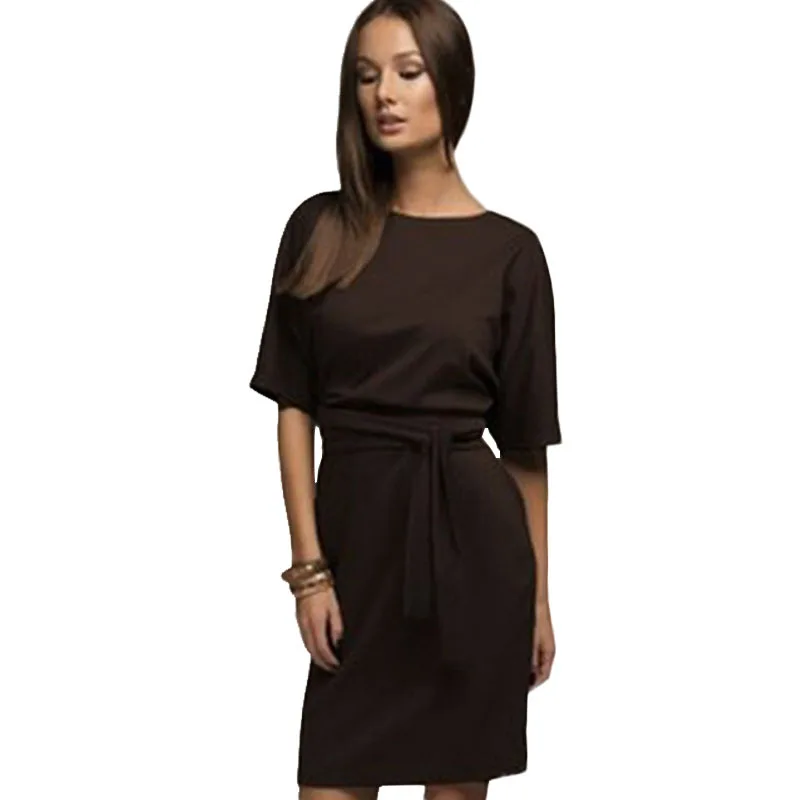 2015 New Fashion Women chiffon Casual Dresses Summer Autumn Sexy O-Neck Vestidos Femininos half sleeve dress WBK-040 | Женская одежда