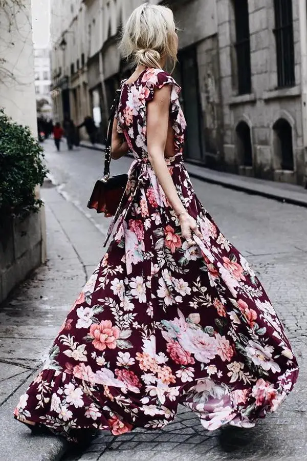 Floarl Printed Dresses Summer dress women Blockbuster Women's Fashionable Sleeveless and Long Skirts party dresses | Женская одежда