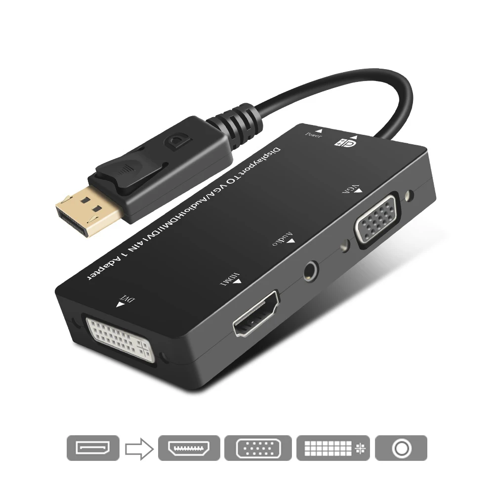 3 в 1 DisplayPort DP To HDMI DVI поддержка 1080P HD VGA Женский адаптер конвертер кабель коробка с