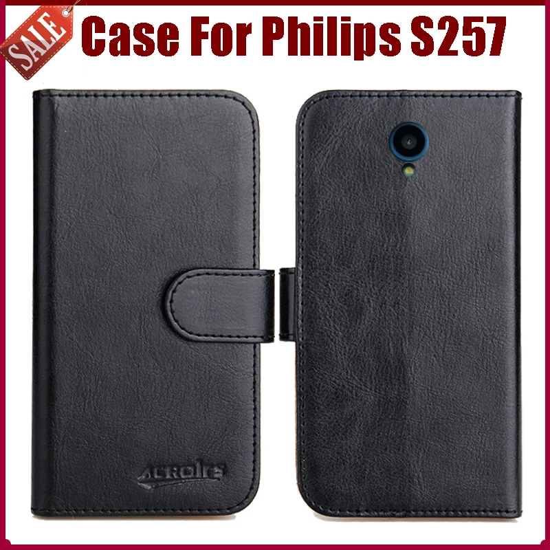 

Hot Sale! New Arrival 6 Colors High Quality Flip Leather Protective Cover For Philips S257 Case Phone Bag