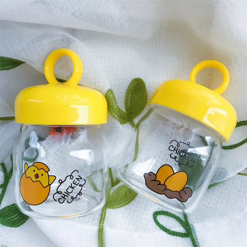 200ml Mini Lovely Chick Water Bottle Drinking Multi Color Popular Glass Readily With Lid Carafe Portable Solid Transparent 2018 | Дом и сад